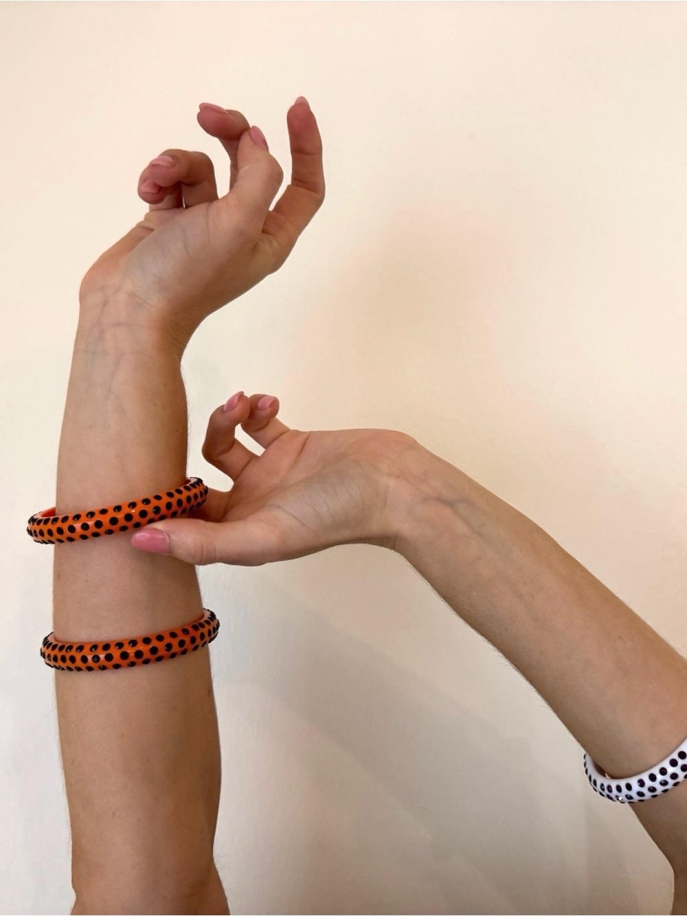 Vintage Orange and Black Polka Dot Bangles